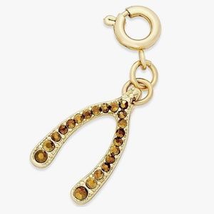 INC International Concepts Gold Crystal Wishbone Charm Necklace Bracelet